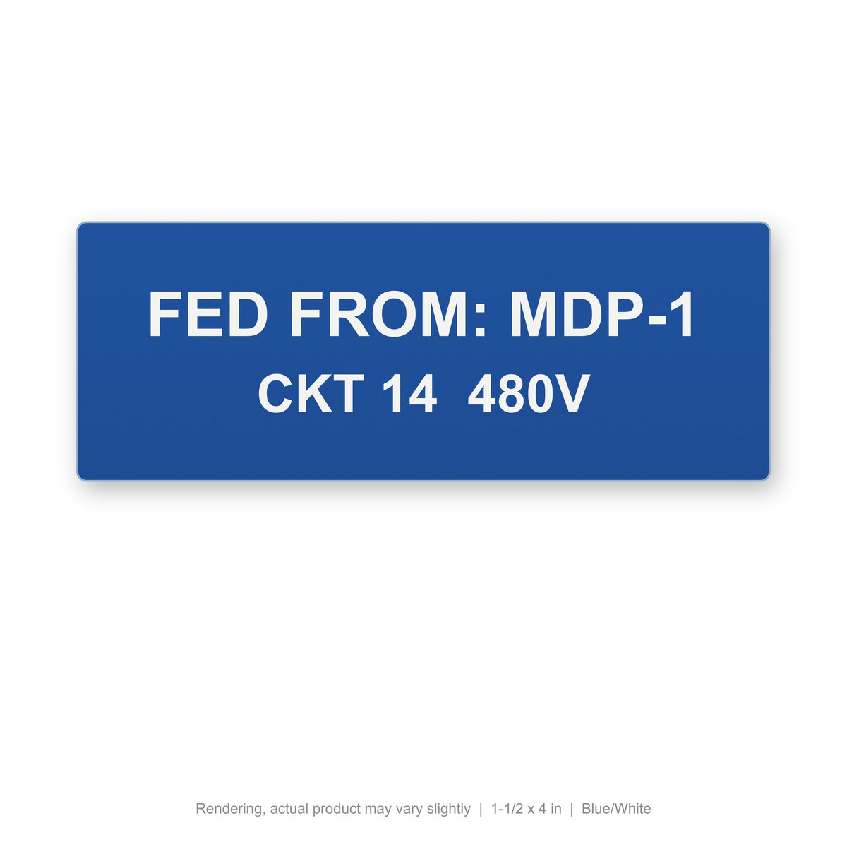 Engraved Panel Label (Phenolic-Style), 1-1/2 x 4 in, Blue/White (rendering)