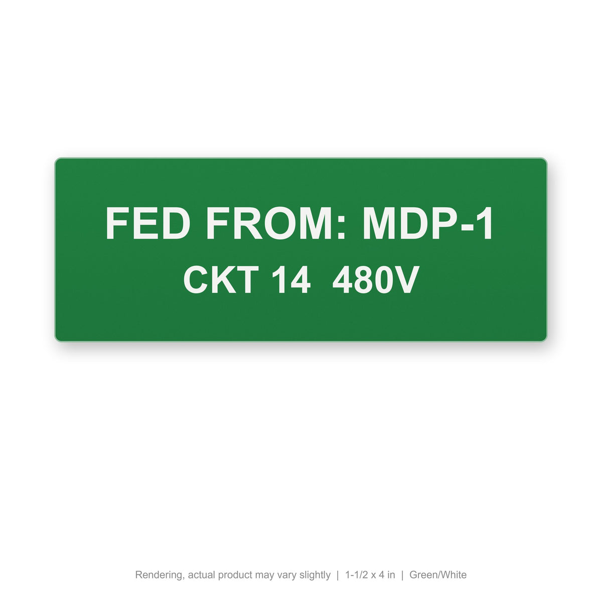 Engraved Panel Label (Phenolic-Style), 1-1/2 x 4 in, Green/White (rendering)