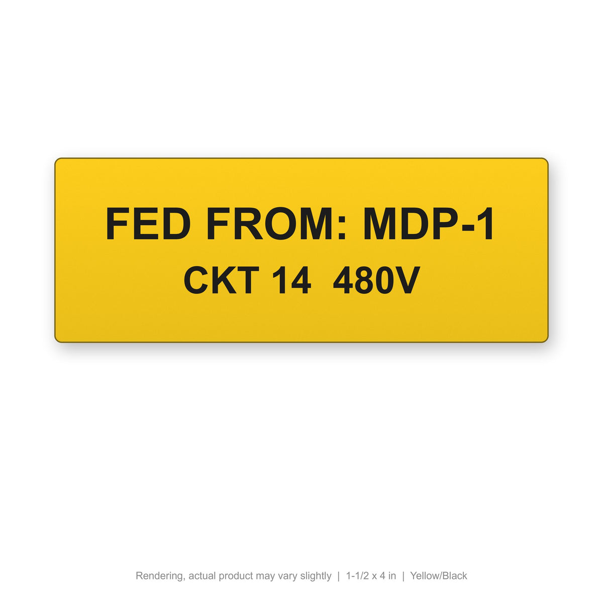 Engraved Panel Label (Phenolic-Style), 1-1/2 x 4 in, Yellow/Black (rendering)