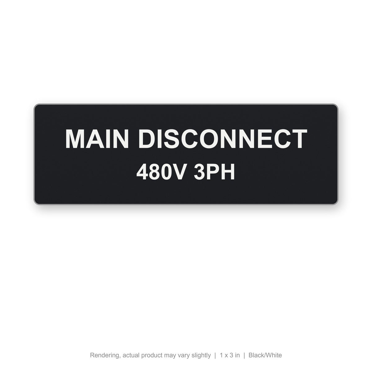 Engraved Panel Label (Phenolic-Style), 1 x 3 in, Black/White (rendering)