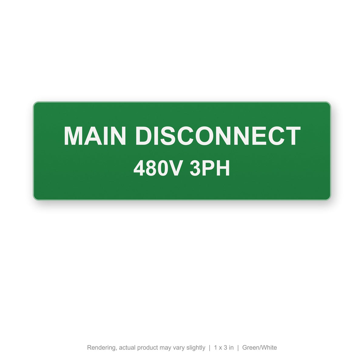 Engraved Panel Label (Phenolic-Style), 1 x 3 in, Green/White (rendering)