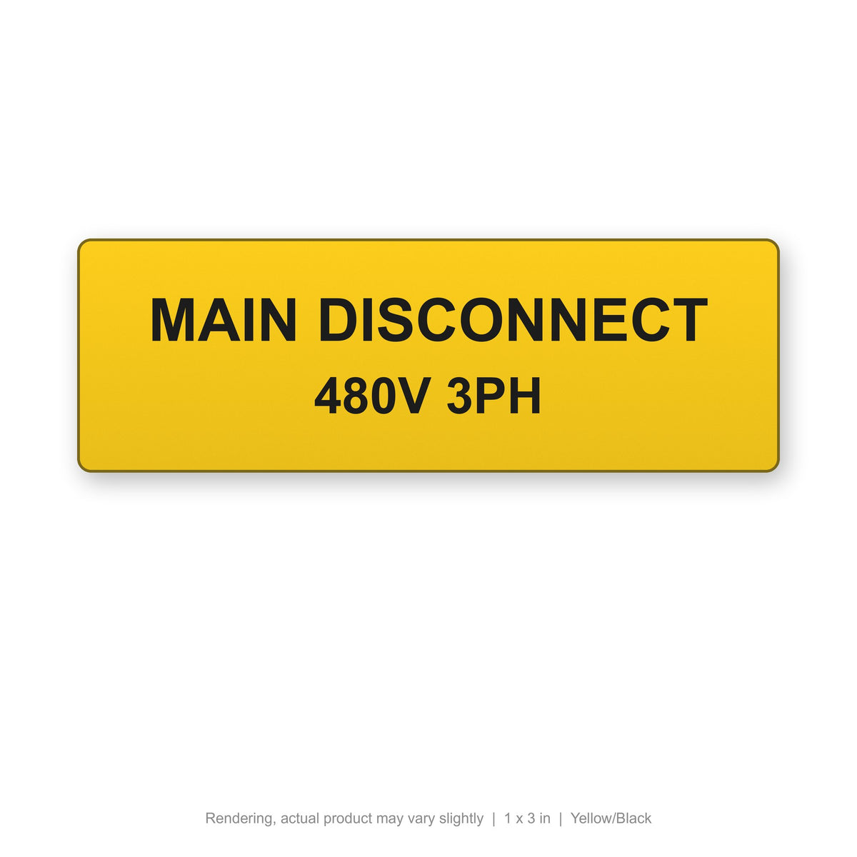 Engraved Panel Label (Phenolic-Style), 1 x 3 in, Yellow/Black (rendering)