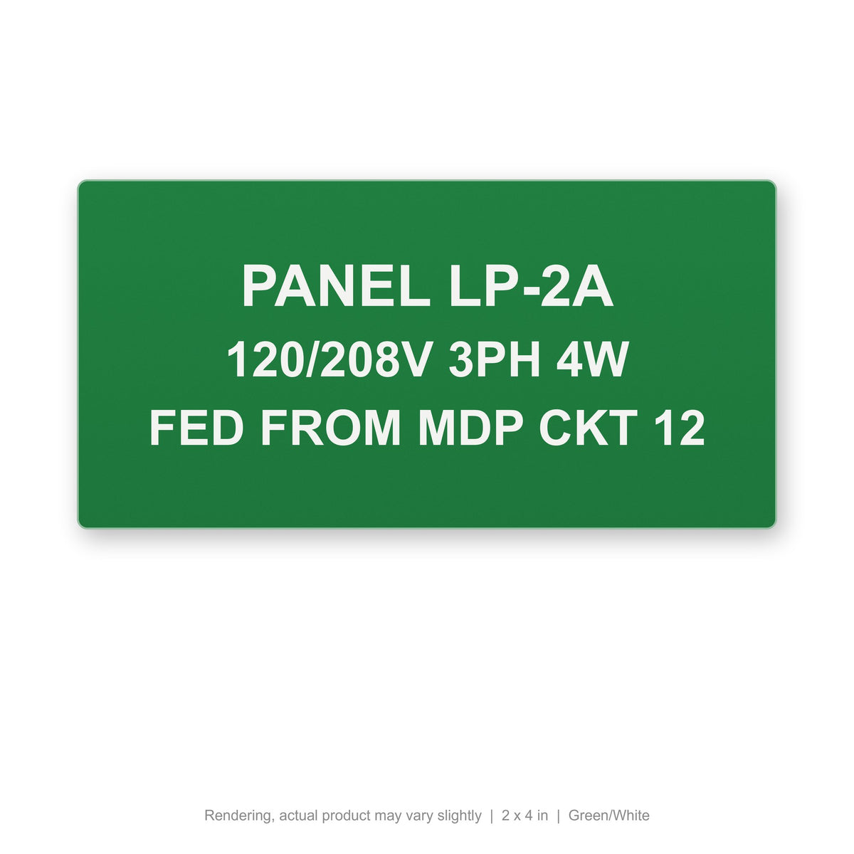 Engraved Panel Label (Phenolic-Style), 2 x 4 in, Green/White (rendering)