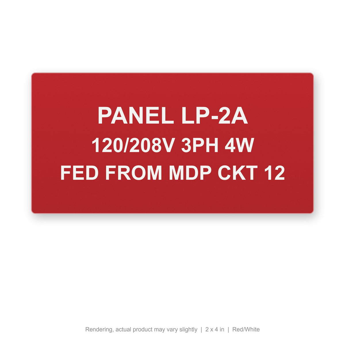 Engraved Panel Label (Phenolic-Style), 2 x 4 in, Red/White (rendering)