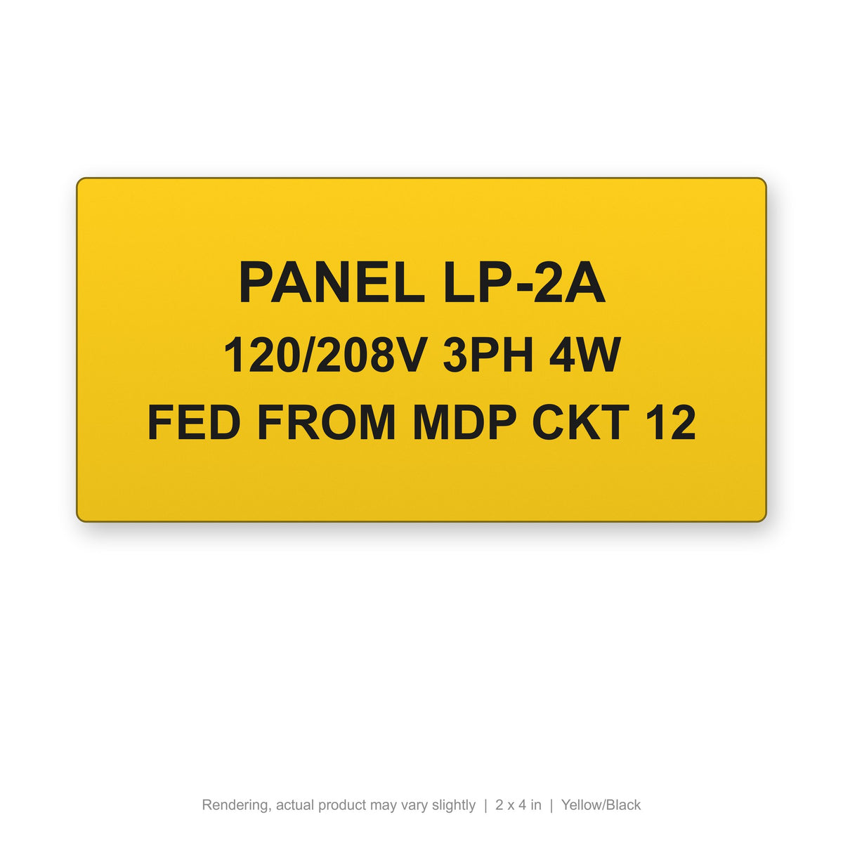 Engraved Panel Label (Phenolic-Style), 2 x 4 in, Yellow/Black (rendering)