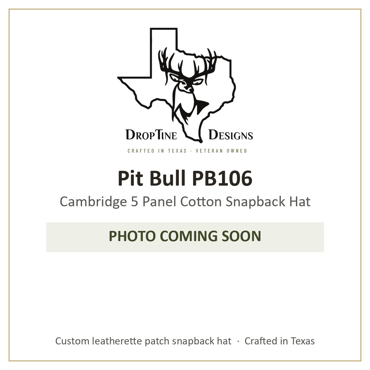 Photo coming soon: Pit Bull PB106 Cambridge 5 Panel Cotton Snapback Hat