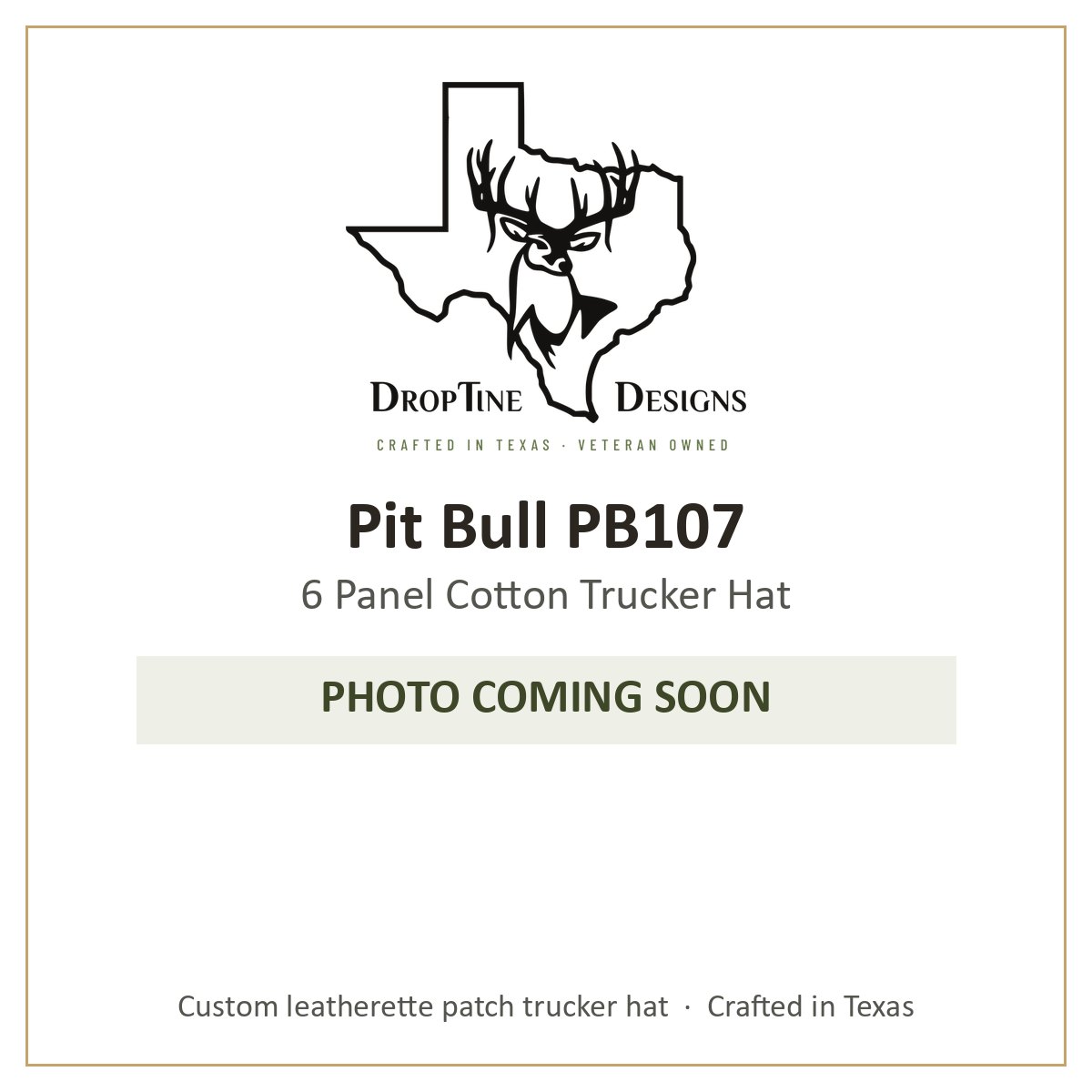 Photo coming soon: Pit Bull PB107 6 Panel Cotton Trucker Hat