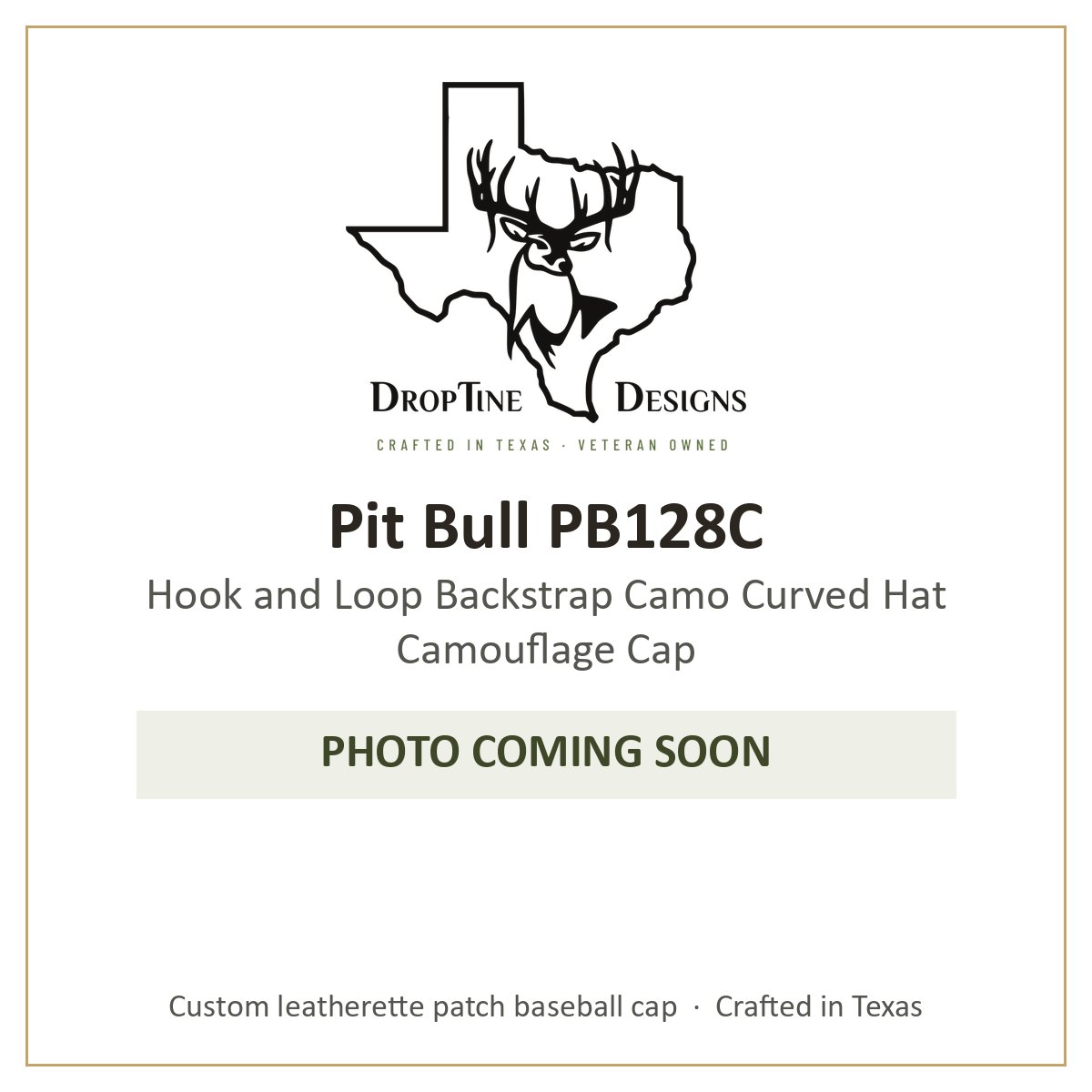 Photo coming soon: Pit Bull PB128C Hook and Loop Backstrap Camo Curved Hat Camouflage Cap