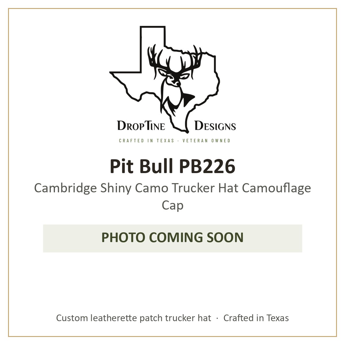Photo coming soon: Pit Bull PB226 Cambridge Shiny Camo Trucker Hat Camouflage Cap