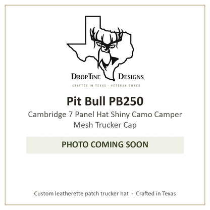Photo coming soon: Pit Bull PB250 Cambridge 7 Panel Hat Shiny Camo Camper Mesh Trucker Cap