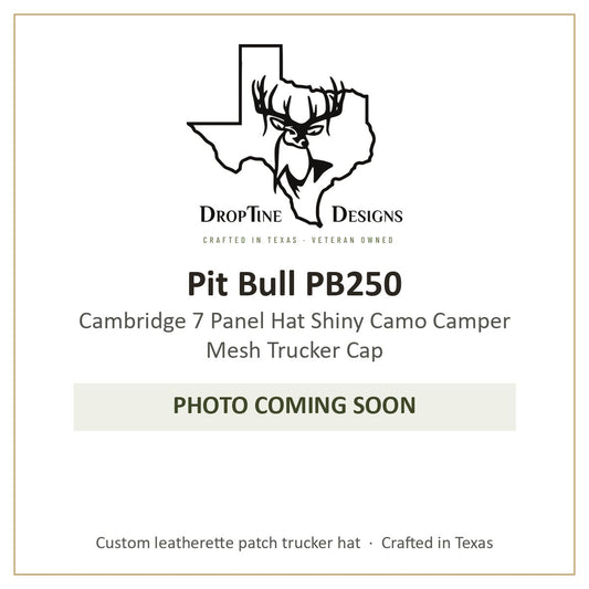 Photo coming soon: Pit Bull PB250 Cambridge 7 Panel Hat Shiny Camo Camper Mesh Trucker Cap