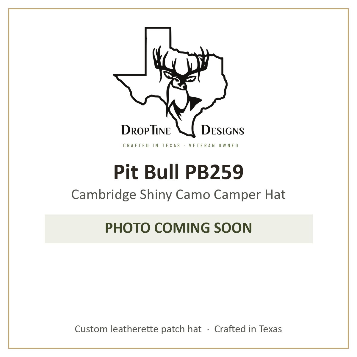 Photo coming soon: Pit Bull PB259 Cambridge Shiny Camo Camper Hat