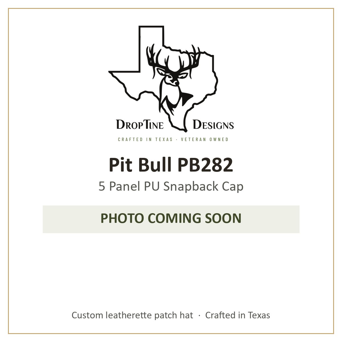 Photo coming soon: Pit Bull PB282 5 Panel PU Snapback Cap