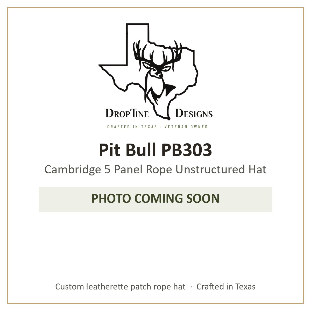 Photo coming soon: Pit Bull PB303 Cambridge 5 Panel Rope Unstructured Hat