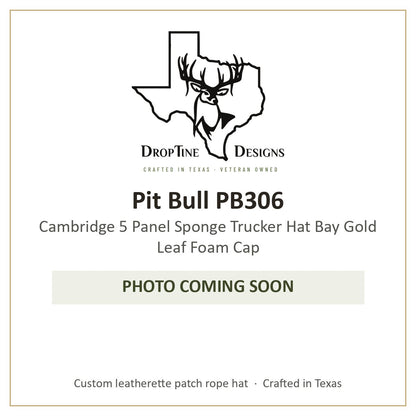 Photo coming soon: Pit Bull PB306 Cambridge 5 Panel Sponge Trucker Hat Bay Gold Leaf Foam Cap