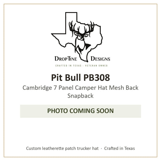 Photo coming soon: Pit Bull PB308 Cambridge 7 Panel Camper Hat Mesh Back Snapback