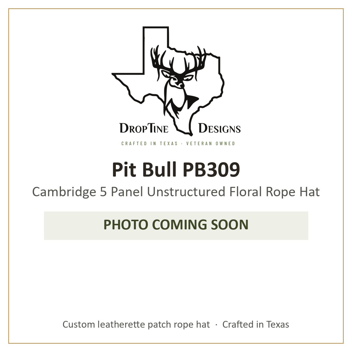 Photo coming soon: Pit Bull PB309 Cambridge 5 Panel Unstructured Floral Rope Hat