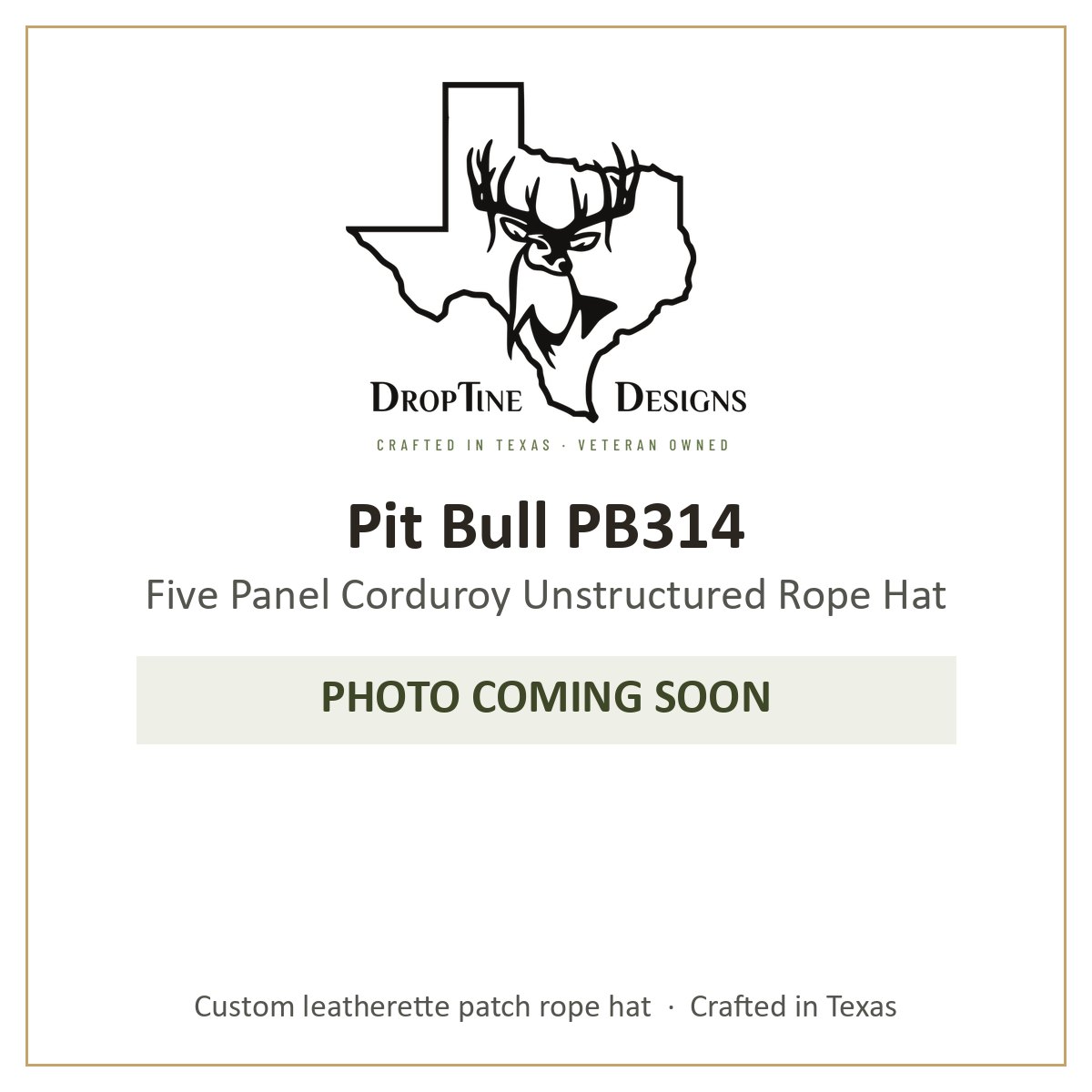 Photo coming soon: Pit Bull PB314 Five Panel Corduroy Unstructured Rope Hat