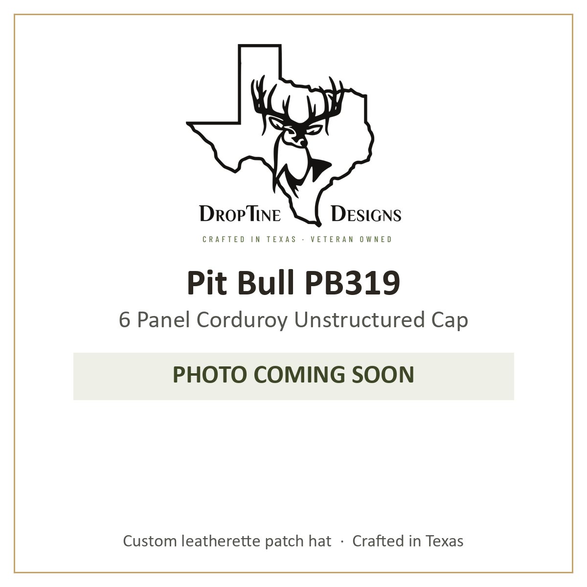 Photo coming soon: Pit Bull PB319 6 Panel Corduroy Unstructured Cap