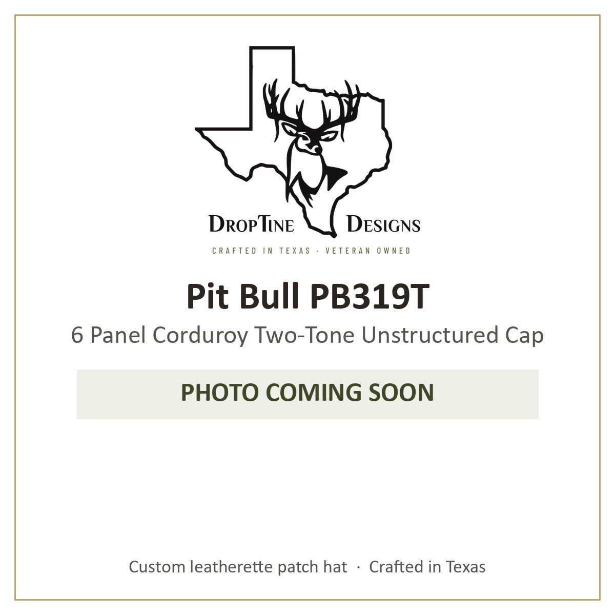 Photo coming soon: Pit Bull PB319T 6 Panel Corduroy Two-Tone Unstructured Cap