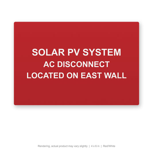 Engraved Solar PV Placard, 4 x 6 in, Red/White (rendering)