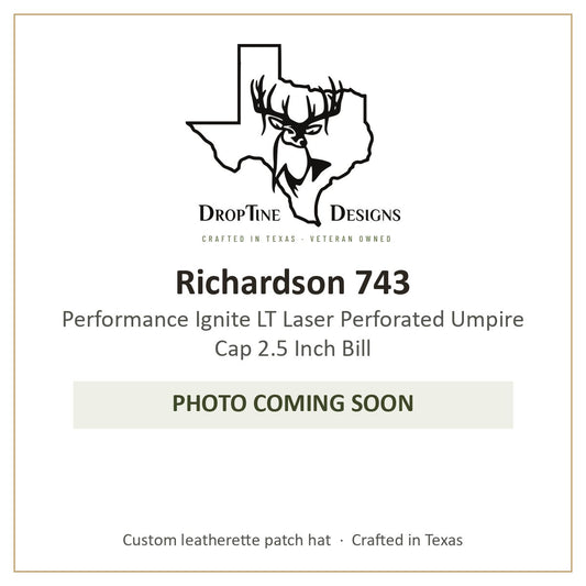 Photo coming soon: Richardson 743 Performance Ignite LT Laser Perforated Umpire Cap 2.5 Inch Bill