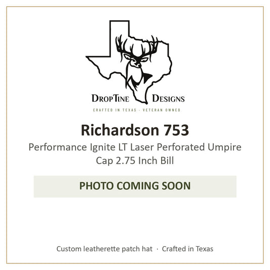 Photo coming soon: Richardson 753 Performance Ignite LT Laser Perforated Umpire Cap 2.75 Inch Bill