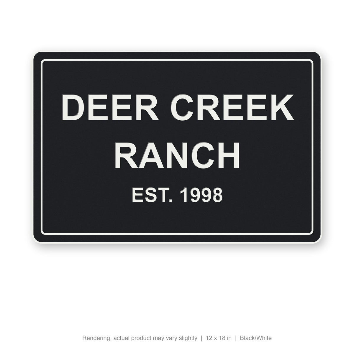 Routed Outdoor Sign, 12 x 18 in, Black/White (rendering)