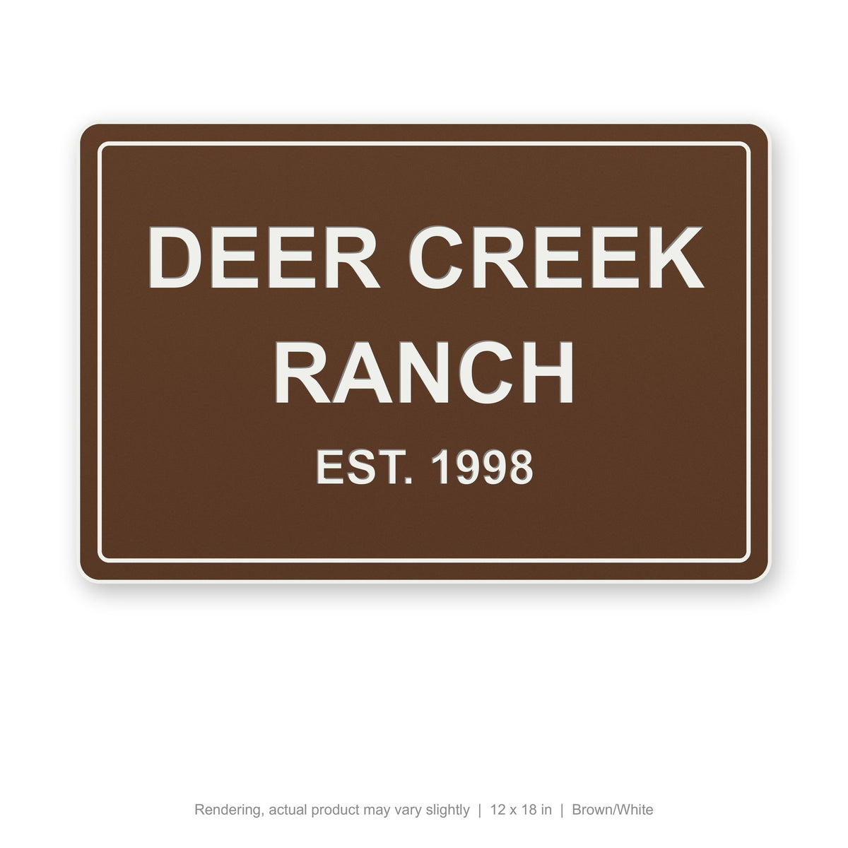 Routed Outdoor Sign, 12 x 18 in, Brown/White (rendering)