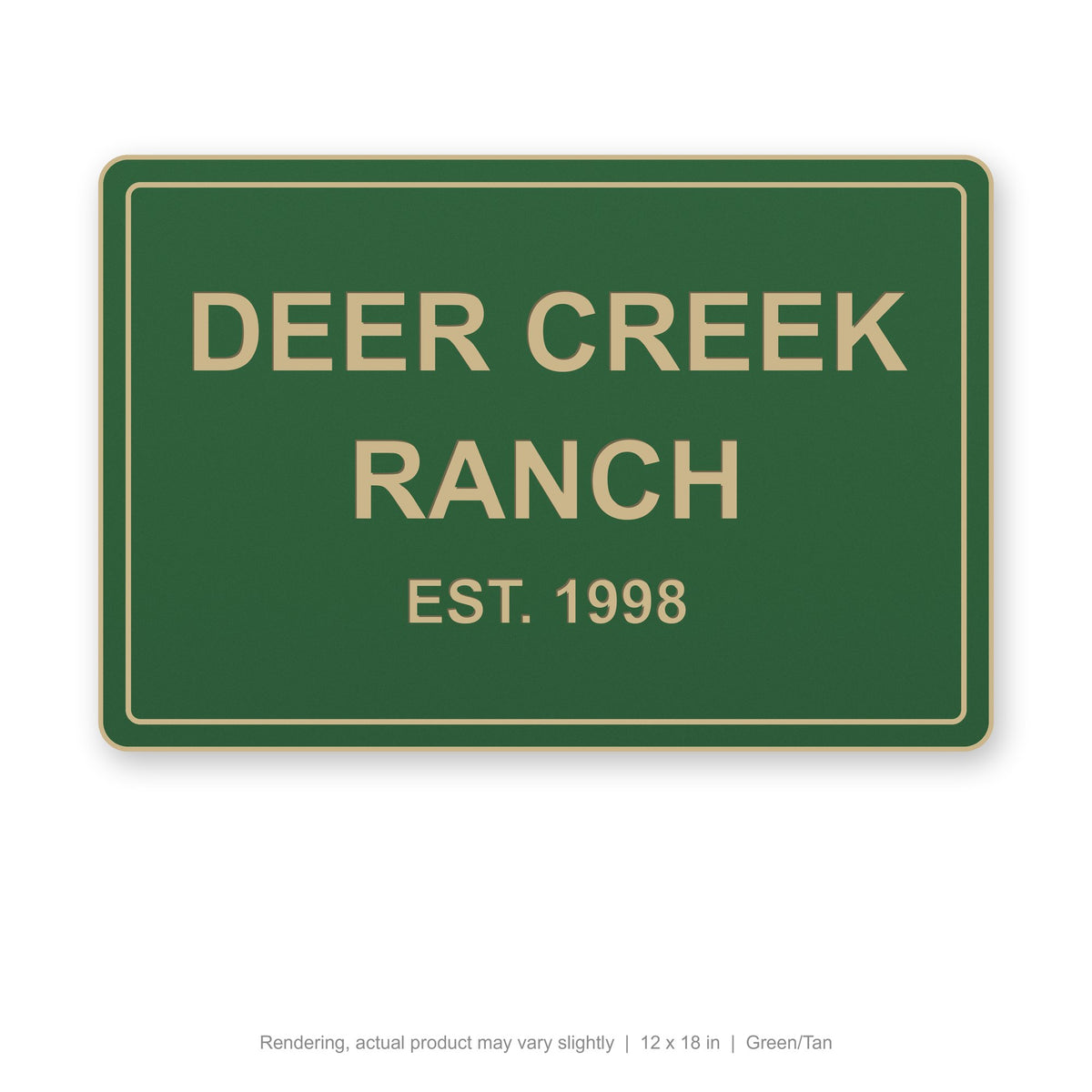 Routed Outdoor Sign, 12 x 18 in, Green/Tan (rendering)
