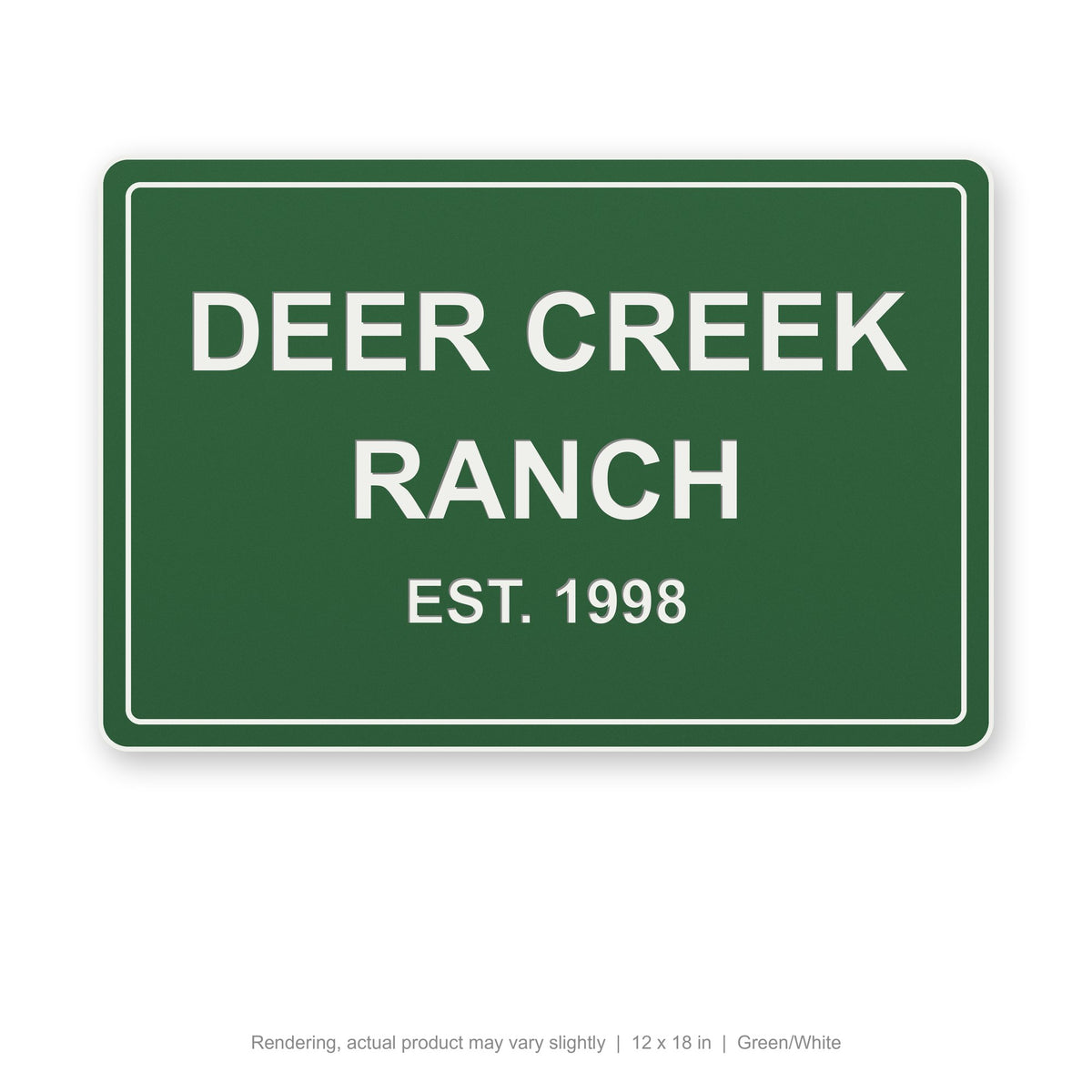 Routed Outdoor Sign, 12 x 18 in, Green/White (rendering)