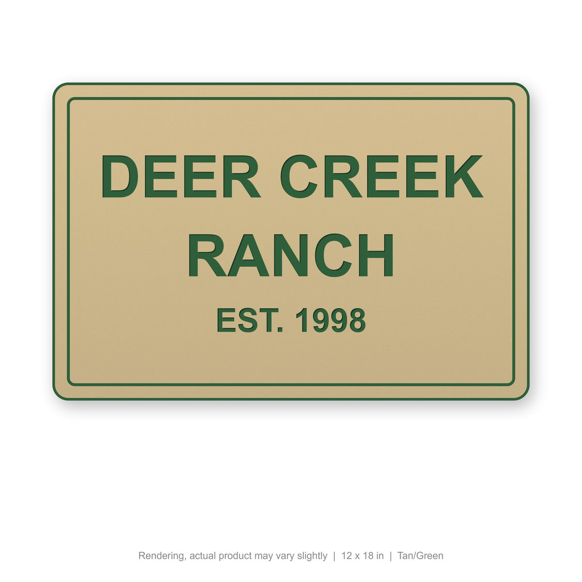Routed Outdoor Sign, 12 x 18 in, Tan/Green (rendering)