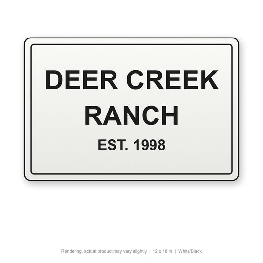 Routed Outdoor Sign, 12 x 18 in, White/Black (rendering)