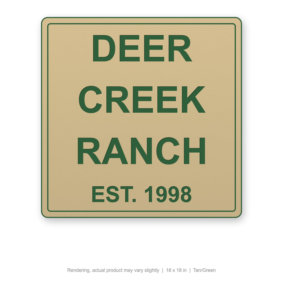 Routed Outdoor Sign, 18 x 18 in, Tan/Green (rendering)