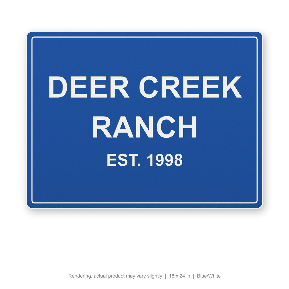 Routed Outdoor Sign, 18 x 24 in, Blue/White (rendering)
