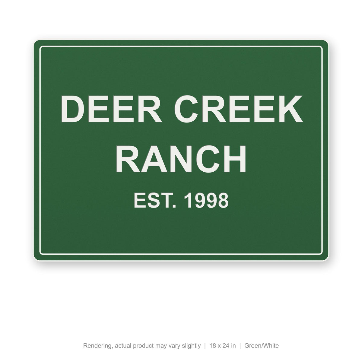 Routed Outdoor Sign, 18 x 24 in, Green/White (rendering)