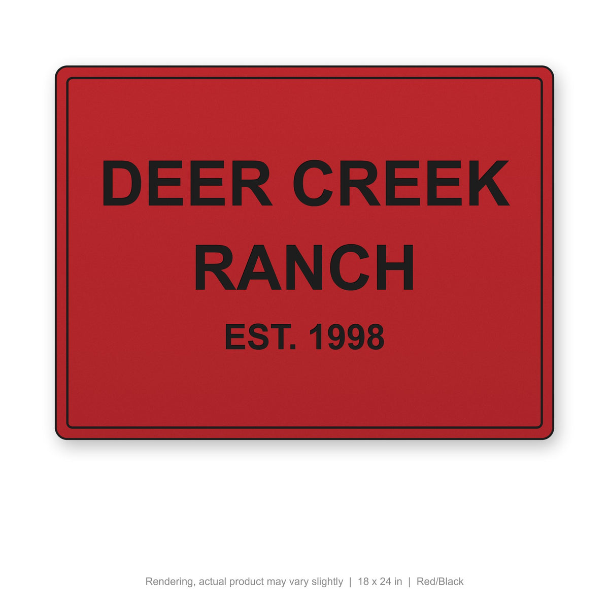 Routed Outdoor Sign, 18 x 24 in, Red/Black (rendering)