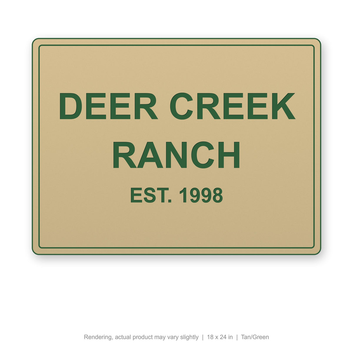 Routed Outdoor Sign, 18 x 24 in, Tan/Green (rendering)