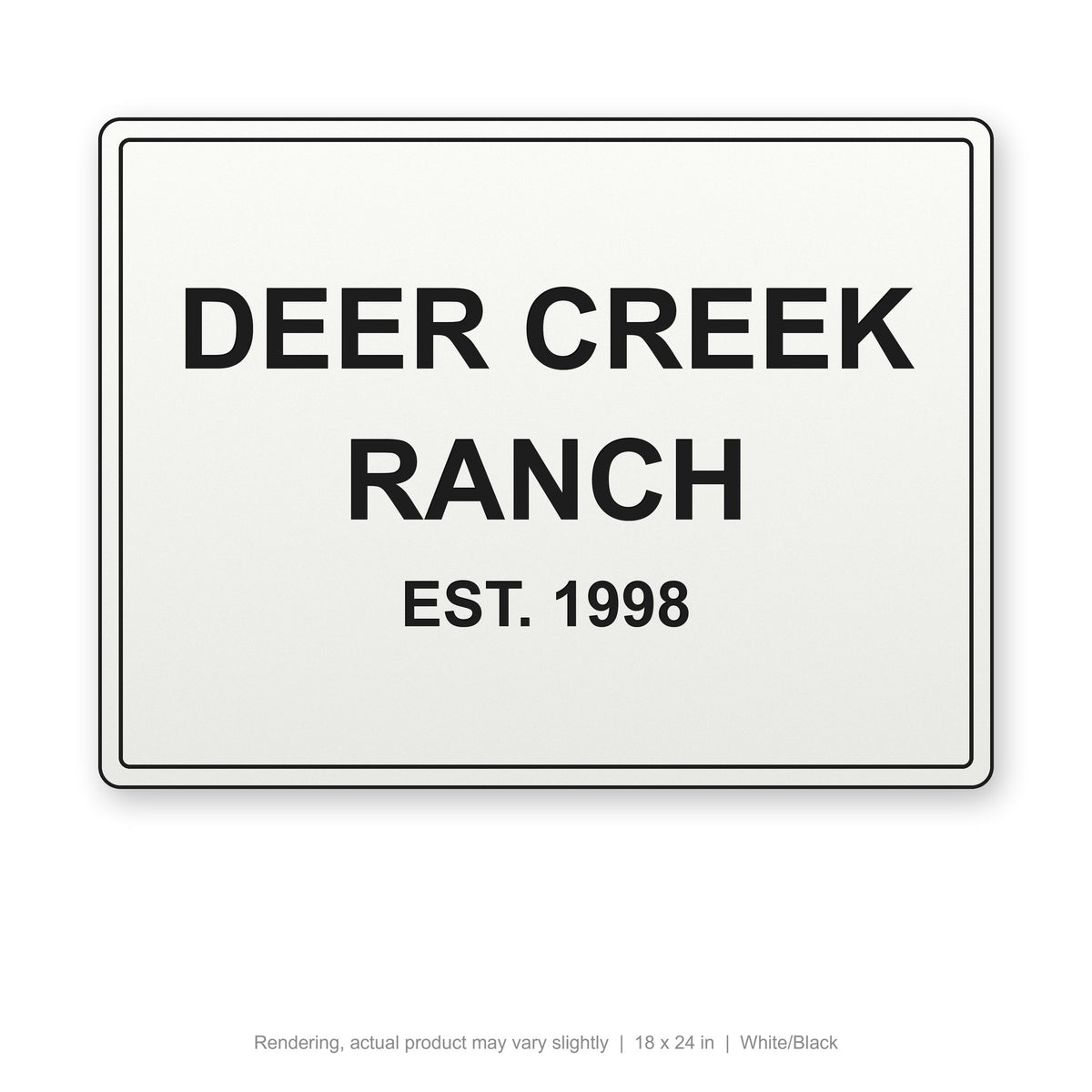 Routed Outdoor Sign, 18 x 24 in, White/Black (rendering)