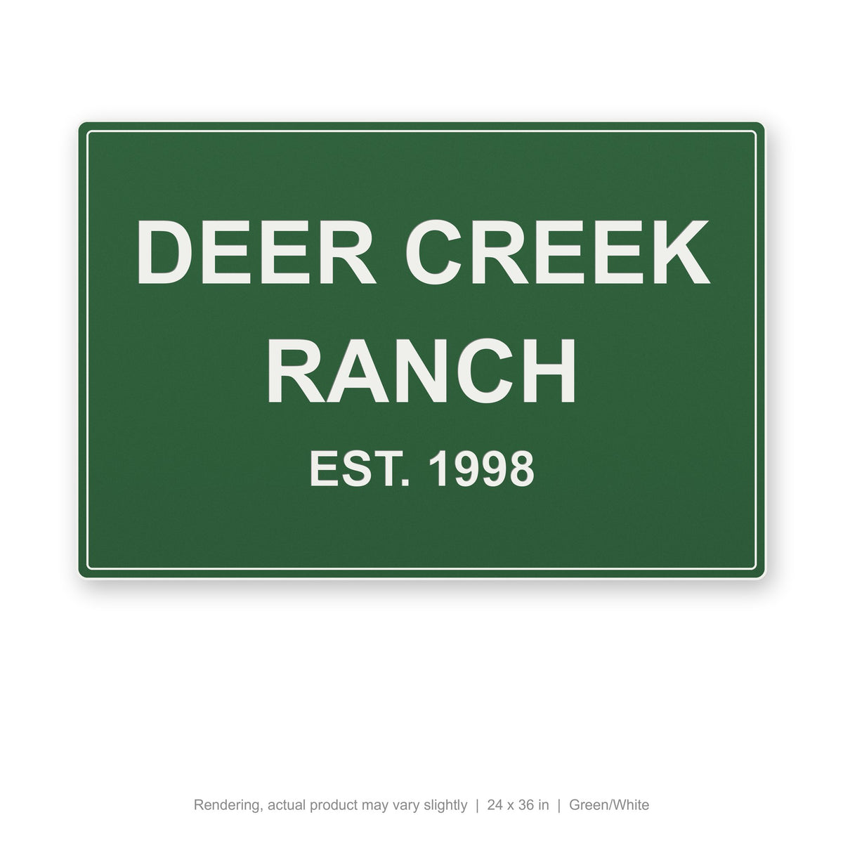 Routed Outdoor Sign, 24 x 36 in, Green/White (rendering)