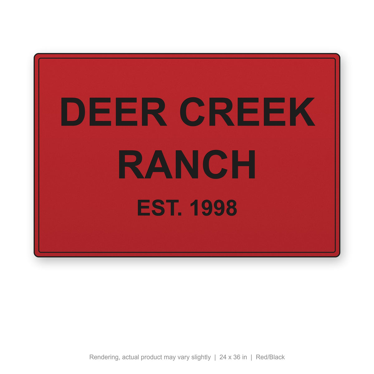 Routed Outdoor Sign, 24 x 36 in, Red/Black (rendering)