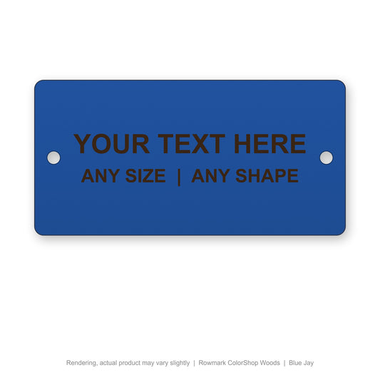 Rowmark ColorShop Woods engraved plate (rendering)