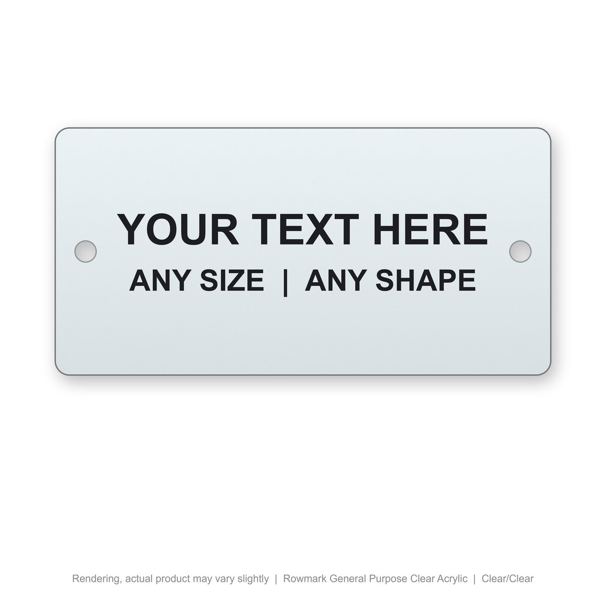 Rowmark General Purpose Clear Acrylic engraved plate (rendering)