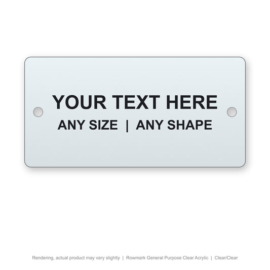 Rowmark General Purpose Clear Acrylic engraved plate (rendering)