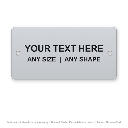 Rowmark NoMark Plus and Standard Metals engraved plate (rendering)