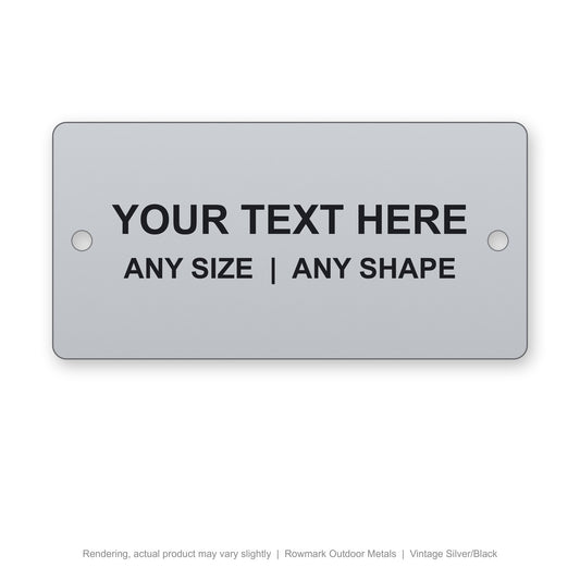 Rowmark Outdoor Metals engraved plate (rendering)