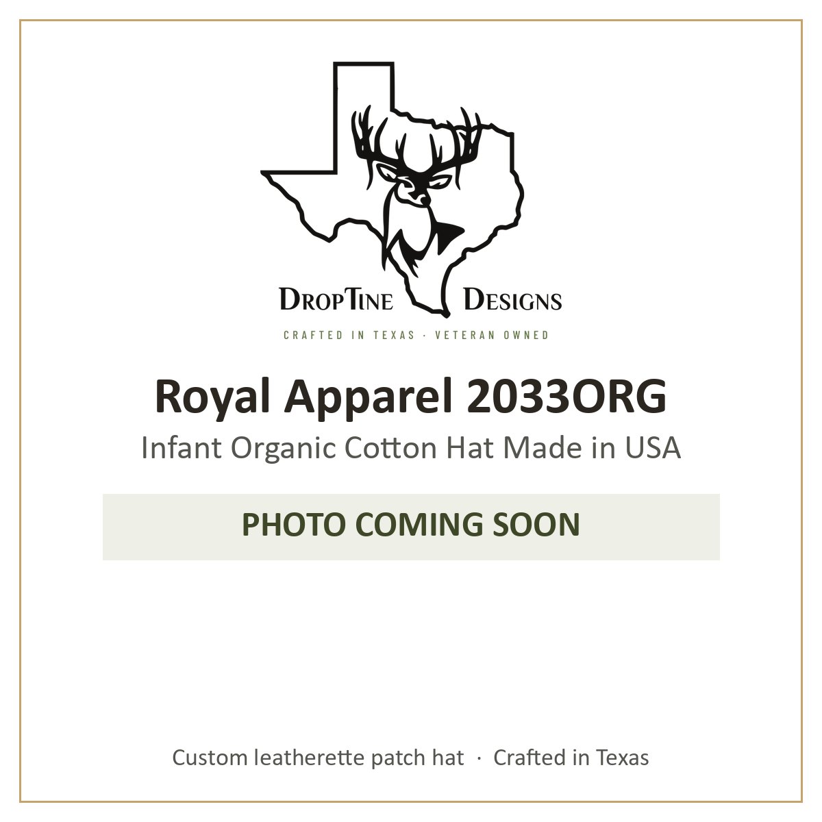 Photo coming soon: Royal Apparel 2033ORG Infant Organic Cotton Hat Made in USA