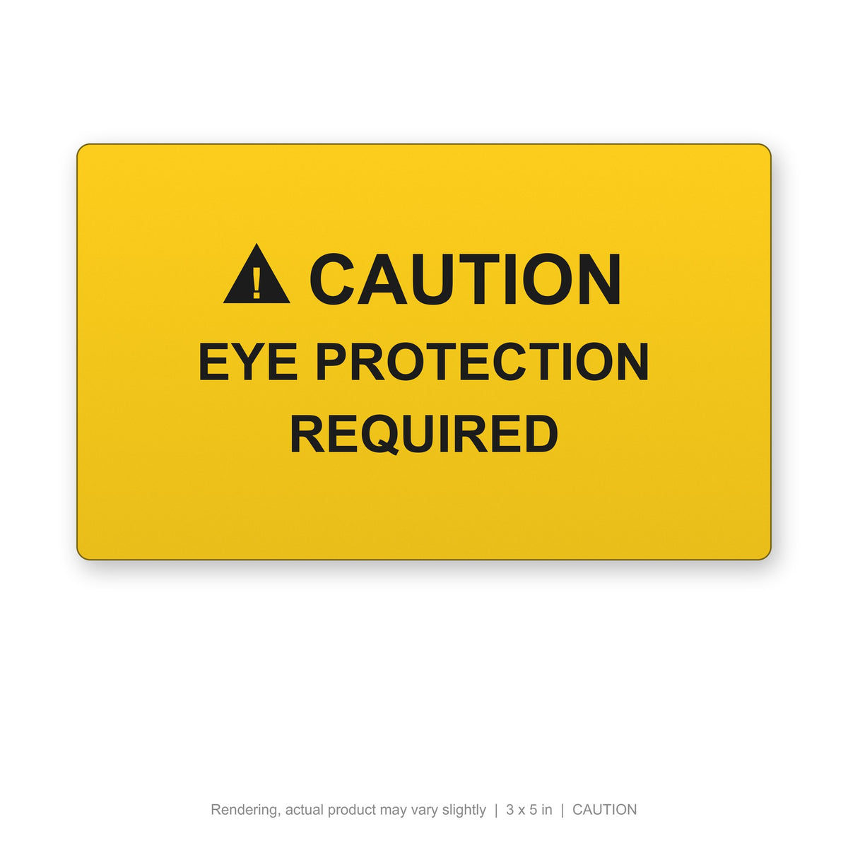 Engraved Safety Plate, 3 x 5 in, CAUTION (black on yellow) (rendering)