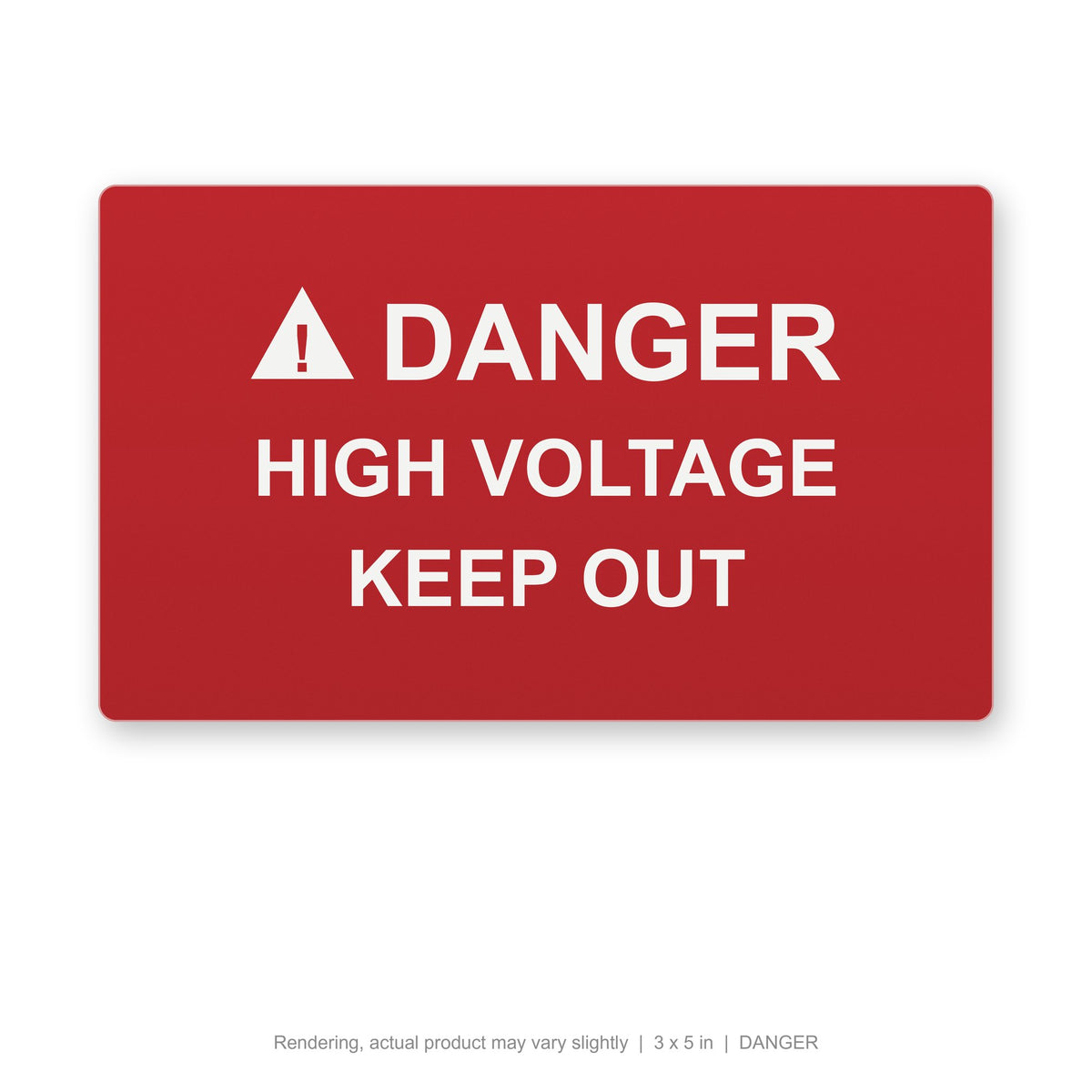 Engraved Safety Plate, 3 x 5 in, DANGER (white on red) (rendering)