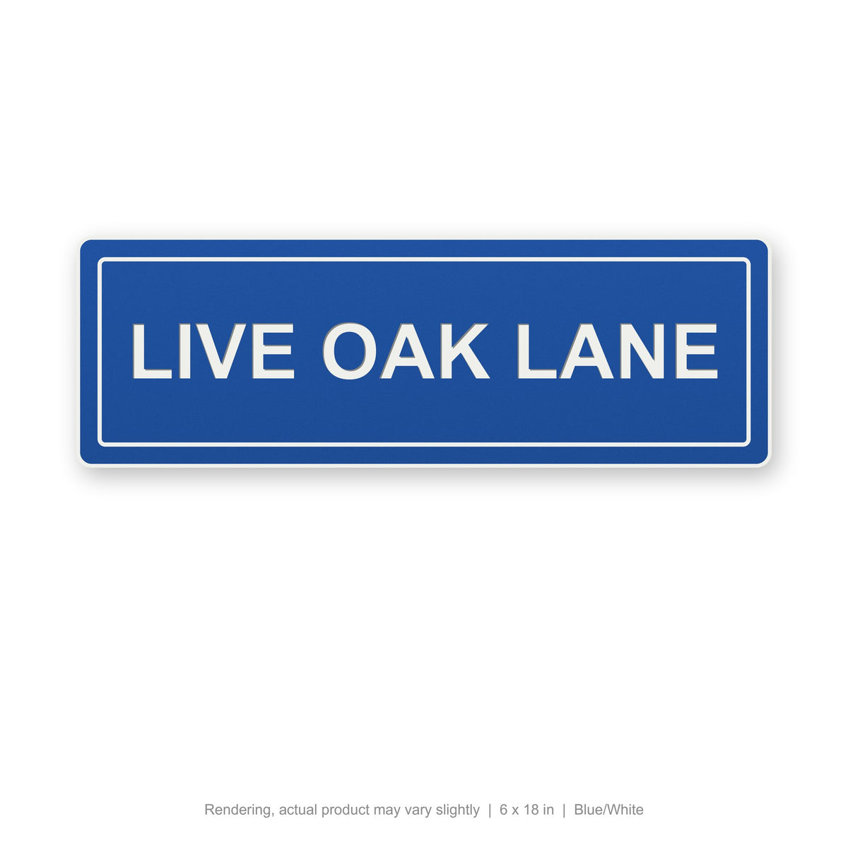 Routed Slim Sign, 6 x 18 in, Blue/White (rendering)